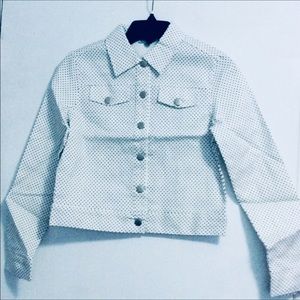 THATS IT BLACK AND WHITE POLKA DOT DENIM JACKET